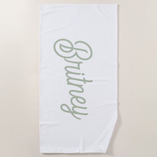 Modernes, grün Personalisiertes Monogramm und Name Strandtuch (Vorderseite)