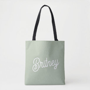 Modernes, grün Personalisiertes Monogramm und Name Tasche