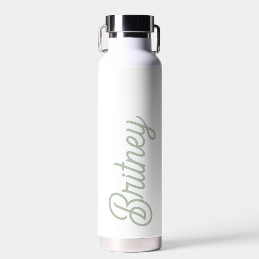 Modernes, grün Personalisiertes Monogramm und Name Trinkflasche (Vorne)