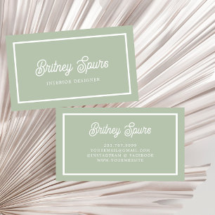 Modernes, grün Personalisiertes Monogramm und Name Visitenkarte