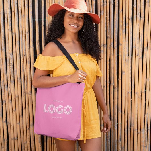 Modernes, grün-rosa und weißes rechteckiges Logo Tasche