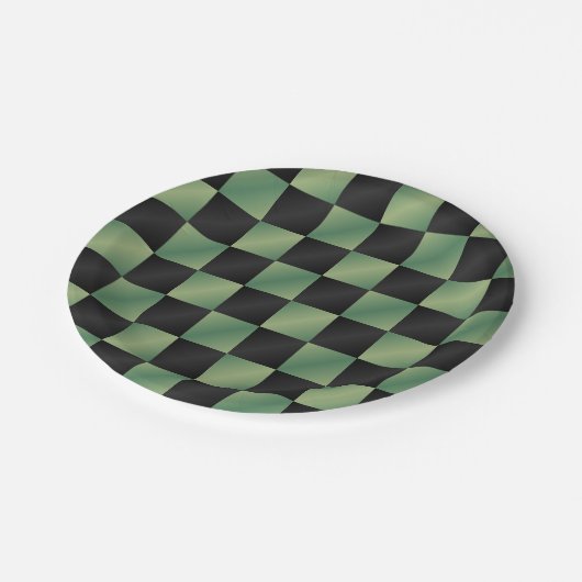 Modernes, grün-schwarzes Licht Pappteller (Schrägansicht)