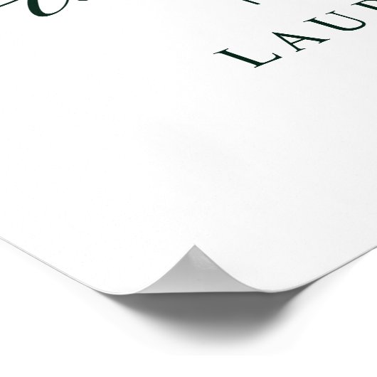 Modernes Grün-Script-Foto Hochzeitszeichen Poster (Ecke)