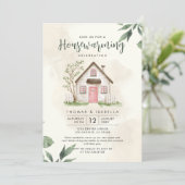 Modernes Grün- und Beigefarbenes Wasserfarbenhaus Einladung (Stehend Vorderseite)