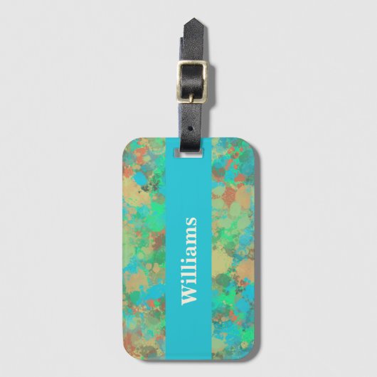 Modernes Grün- und Gelbtropfen Abstraktes Design Gepäckanhänger (Vorderseite Vertikal)