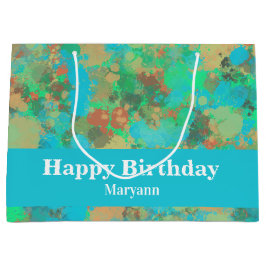 Modernes Grün- und Gelbtropfen Abstraktes Design Große Geschenktüte