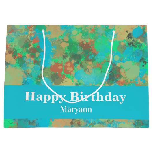 Modernes Grün- und Gelbtropfen Abstraktes Design Große Geschenktüte (Vorderseite)