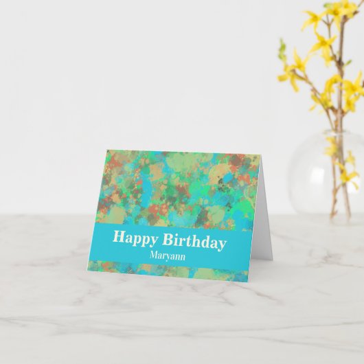 Modernes Grün- und Gelbtropfen Abstraktes Design Karte (Gelbe Blume)