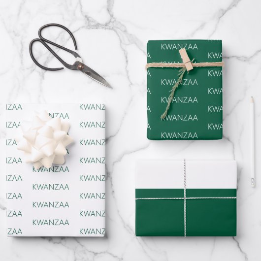 Modernes Grün und Weiß Kwanzaa Geschenkpapier Set (Vorderseite)