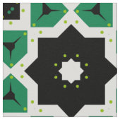 Modernes, grün-weiß-schwarzes geometrisches Muster Stoff (Nahaufnahme)