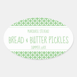 Modernes, grün-weißes Canning-Label Ovaler Aufkleber