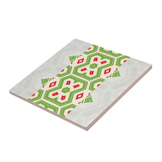 Modernes, grün-weißes geometrisches Muster Fliese (Seite)