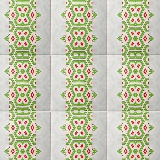 Modernes, grün-weißes geometrisches Muster Fliese