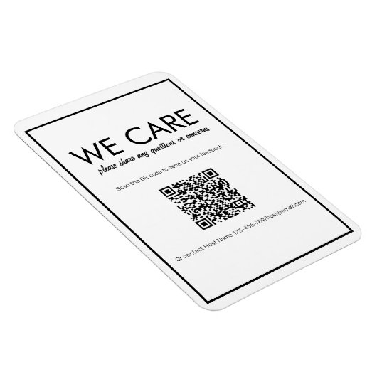 Modernes, grundlegendes White QR Code Feedback Mag Magnet (Rechte Seite)