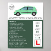 Modernes grünes Auto, Fahrschule, Lehrer Poster (Vorne)