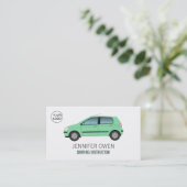 Modernes grünes Auto, Fahrschule, Lehrer Visitenkarte (Stehend Vorderseite)