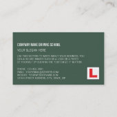 Modernes grünes Auto, Fahrschule, Lehrer Visitenkarte (Rückseite)