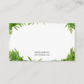 Modernes grünes Bambus Verlasst Massagetherapie Visitenkarte (Rückseite)