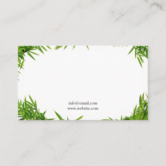 Modernes grünes Bambus Verlasst Massagetherapie Visitenkarte (Rückseite)