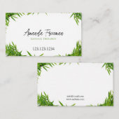 Modernes grünes Bambus Verlasst Massagetherapie Visitenkarte (Vorne/Hinten)