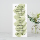 Modernes grünes Blatt minimalistisches Hochzeitspr Programm (Stehend Vorderseite)