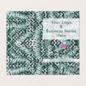 Modernes, grünes Blattblatt auf monochromen Blätte Visitenkarten (Außenseite Aufgefaltet)