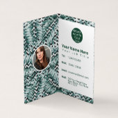 Modernes, grünes Blattblatt auf monochromen Blätte Visitenkarten (Innenseite)