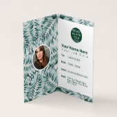 Modernes, grünes Blattdesign Visitenkarten (Innenseite)