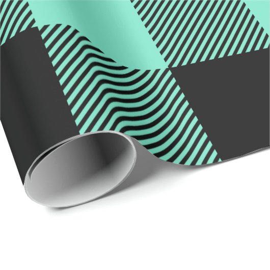 Modernes grünes Buffalo-Kariertes Osterwackelpapie Geschenkpapier (Rolleneckpunkt)