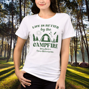 Modernes grünes Camping Junggesellinnen-Wochenende Tri-Blend Shirt
