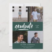 Modernes grünes Drehbuch 4 Foto Stilvoller Abschlu Einladung (Vorderseite)