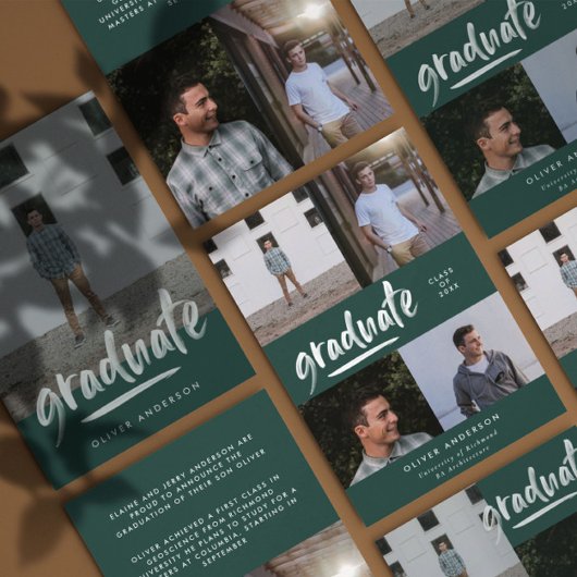 Modernes grünes Drehbuch 4 Foto Stilvoller Abschlu Einladung