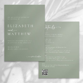 Modernes, grünes Drehbuch auf einer Hochzeit Einladung