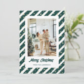 Modernes grünes Foto Frohe Weihnachten (Stehend Vorderseite)