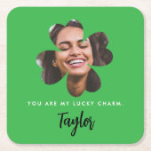 Modernes grünes Glück in der Liebe Kleeblatt Klees Rechteckiger Pappuntersetzer (Vorderseite)