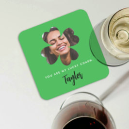 Modernes grünes Glück in der Liebe Kleeblatt Klees Rechteckiger Pappuntersetzer