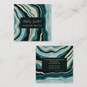 modernes grünes GoldGlitterachat Quadratische Visitenkarte (Vorne/Hinten)