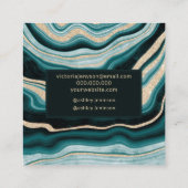 modernes grünes GoldGlitterachat Quadratische Visitenkarte (Rückseite)