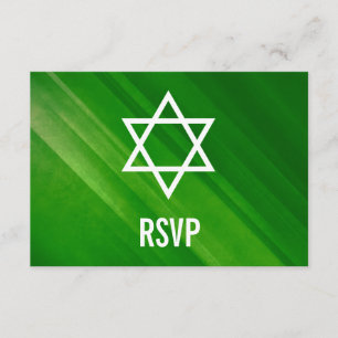 Modernes grünes Grunge-Bar Mitzvah UAWG RSVP Karte