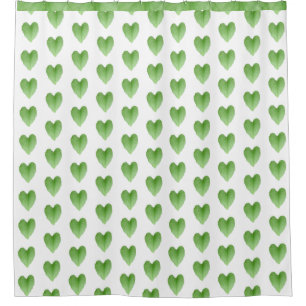 Modernes grünes Herz-Blatt-Muster Duschvorhang