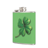 Modernes grünes irisches Kleeblatt Flachmann (Links)