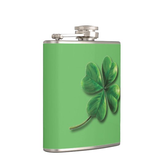 Modernes grünes irisches Kleeblatt Flachmann (Rechts)