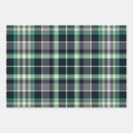 Modernes, grünes, Kariertes Tartan-Muster Geschenkpapier Set