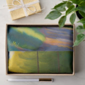 Modernes, grünes Landschaftsbaumwerk Seidenpapier (Geschenk)