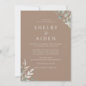 Modernes grünes Leaf Einfache Hochzeit Einladung (Vorderseite)