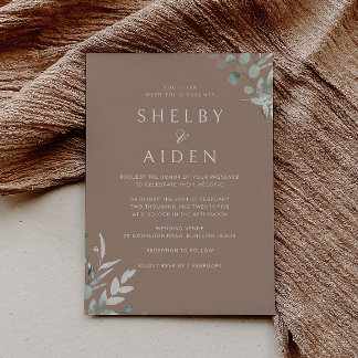 Modernes grünes Leaf Einfache Hochzeit Einladung