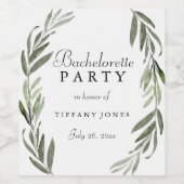 Modernes grünes Leaf Junggeselinnen-Abschied Weine Weinetikett (Einzelnes Label)