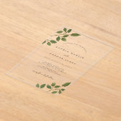 Modernes grünes Leaf klare Minimalistische Hochzei Acryleinladungen (Ablage )
