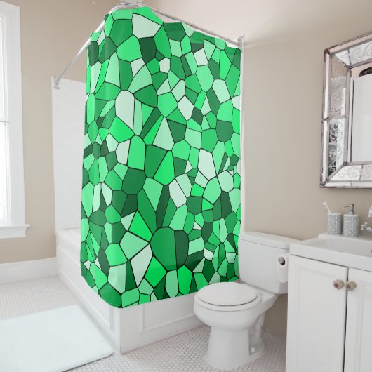 Modernes grünes Mosaikmuster Duschvorhang (Beispiel)