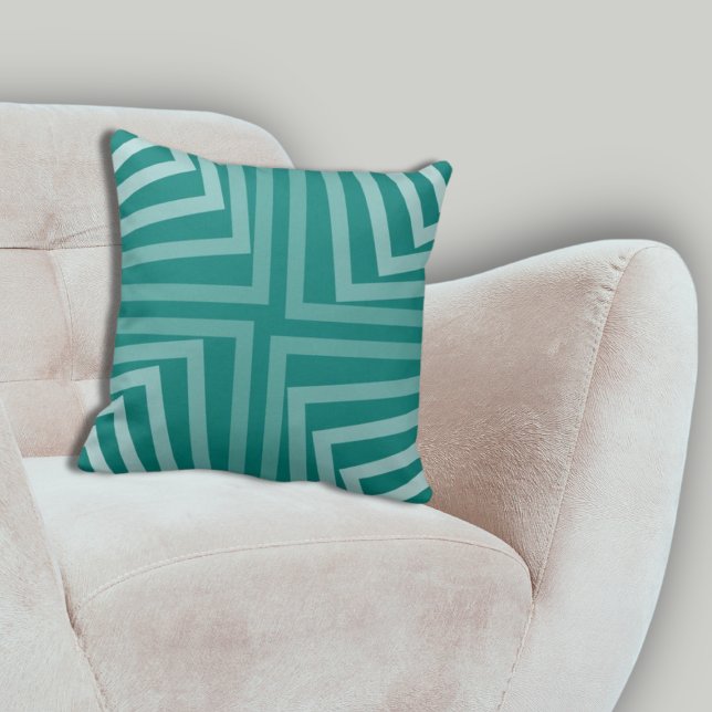 Modernes, grünes Nistkerzenmuster Kissen (Modern Green Nested Angular Corner Pattern Throw Pillow)